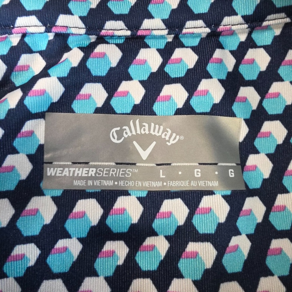 Callaway Weather Series Golf Top Womens L Blue Geometric 1/4 Zip Pullover - Picture 4 of 10